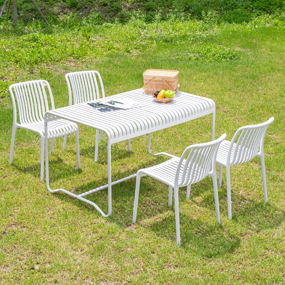 리브 1300 테이블 리사 체어 4인 야외 실내 세트 카페, 화이트 292,000원