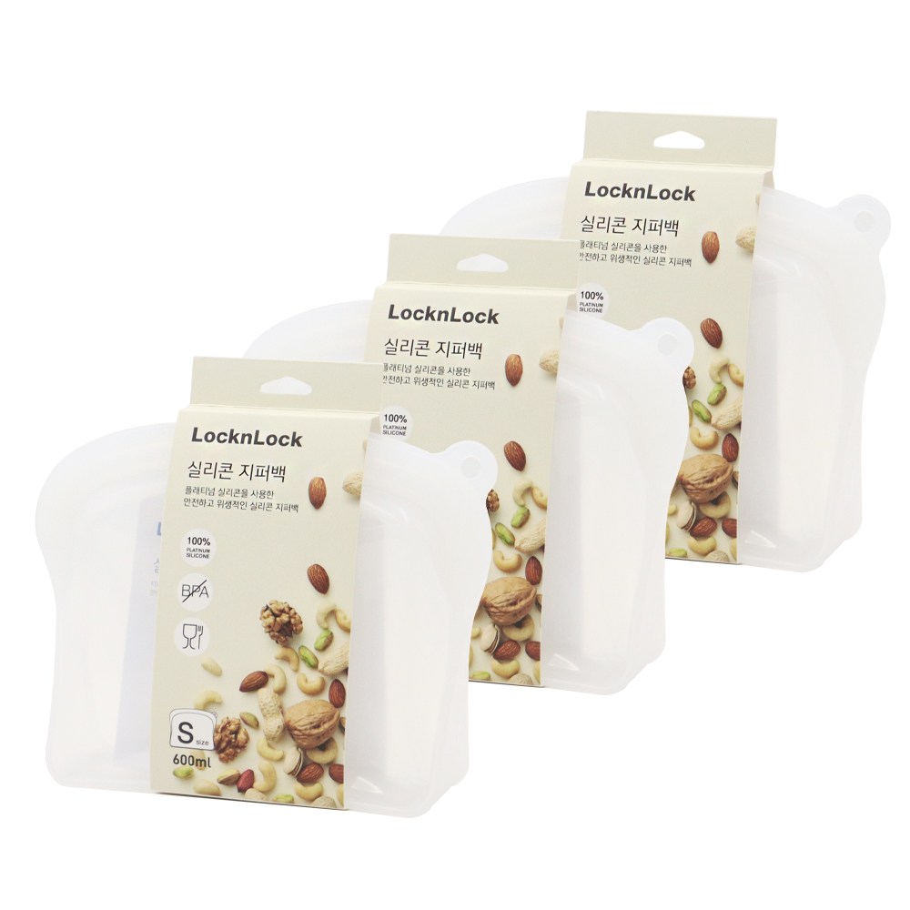 락앤락 실리콘 지퍼백 600ml 스탠딩 저장팩 밀폐 소분용기 23,980원