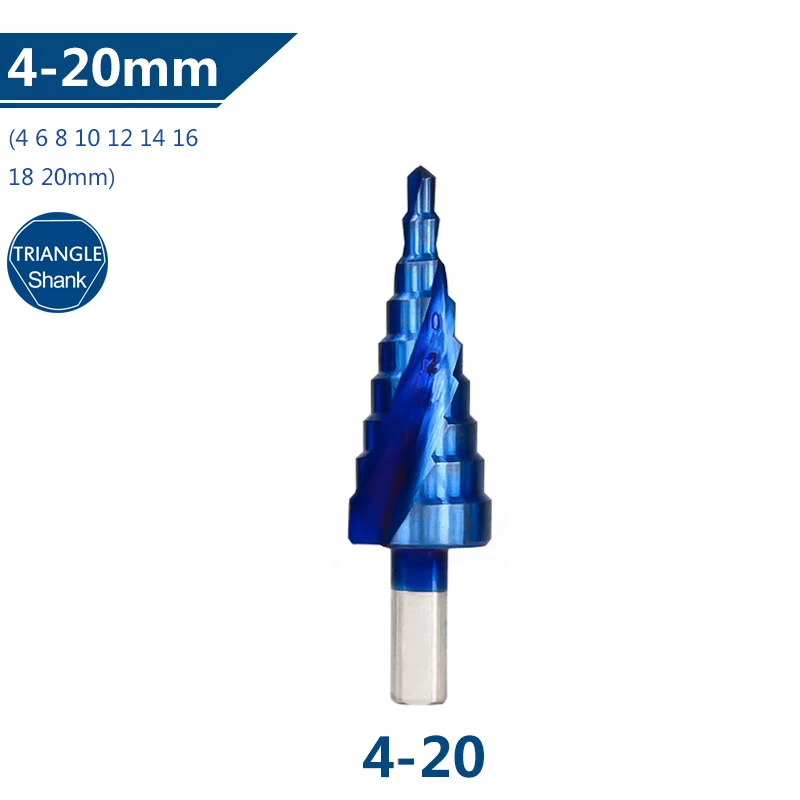 XCAN 스텝 드릴 비트 1개 3-12/4-12/4-20/4-32 나노 블루 코팅 HSS 코어 홀 커터 목재/금속 콘 드릴 비트 12,100원