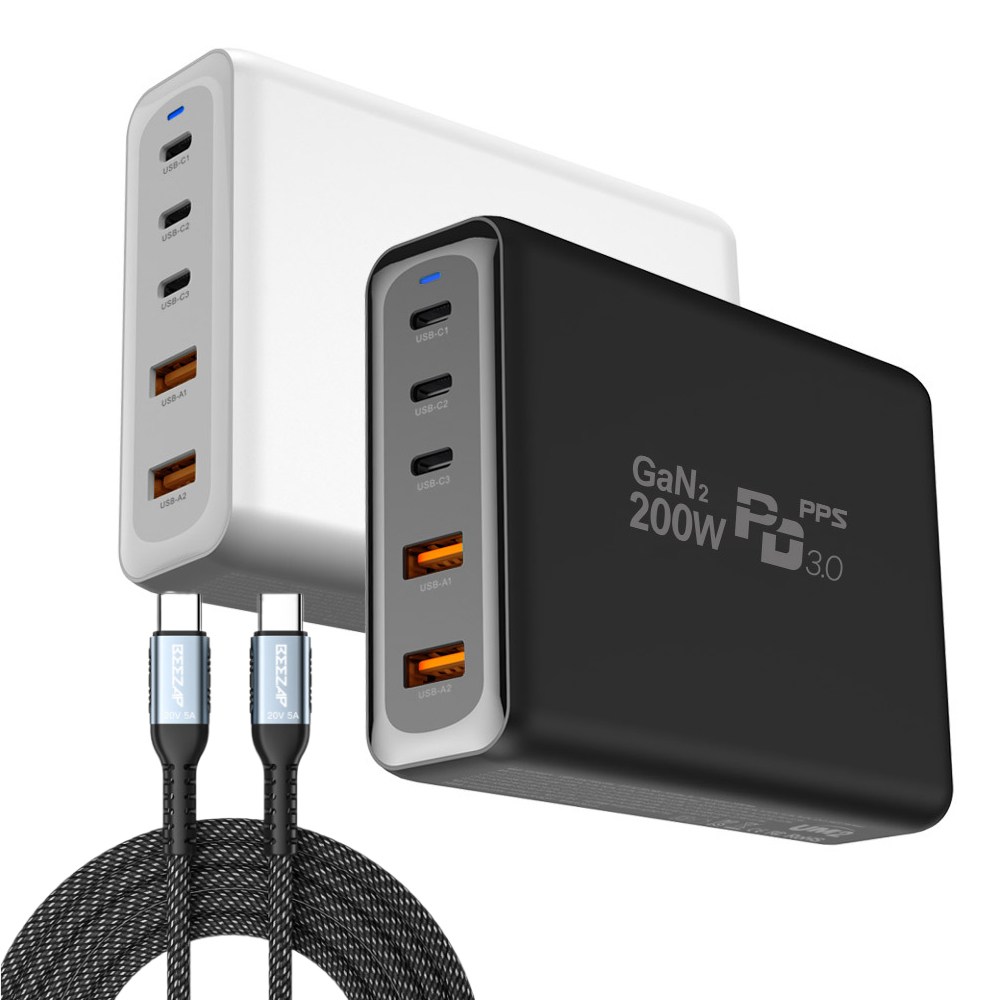 UM2 200W C타입 PD PPS 접지 초고속 멀티충전기 맥북프로 16인치 노트북 삼성 아이폰 아이패드 LG그램 GAN2-MAX220W, 블랙+C타입케이블, 1개 89,000원