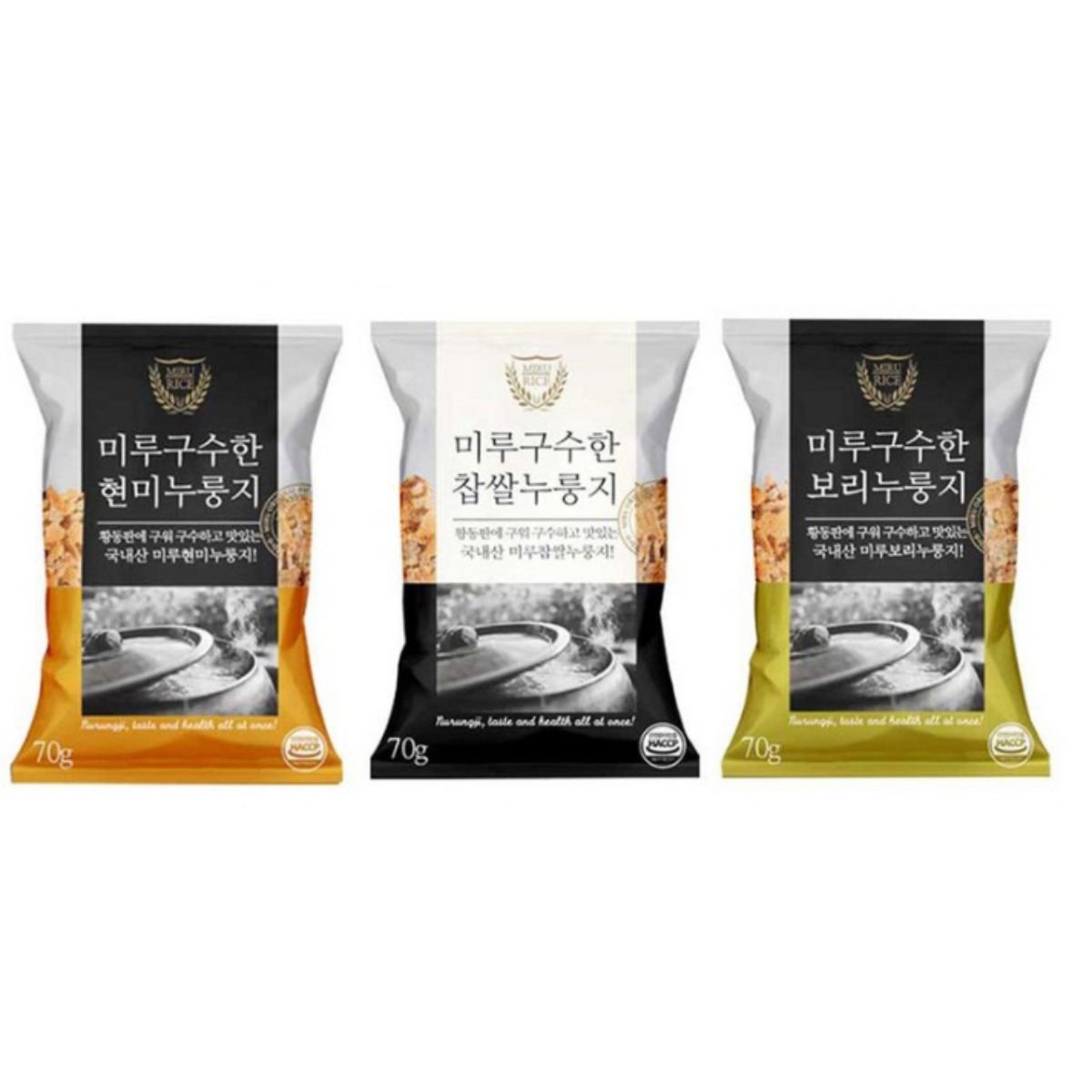 미루구수한누룽지 현미,찹쌀,보리누룽지 3종 국내산100%, 70g, 30개 34,300원