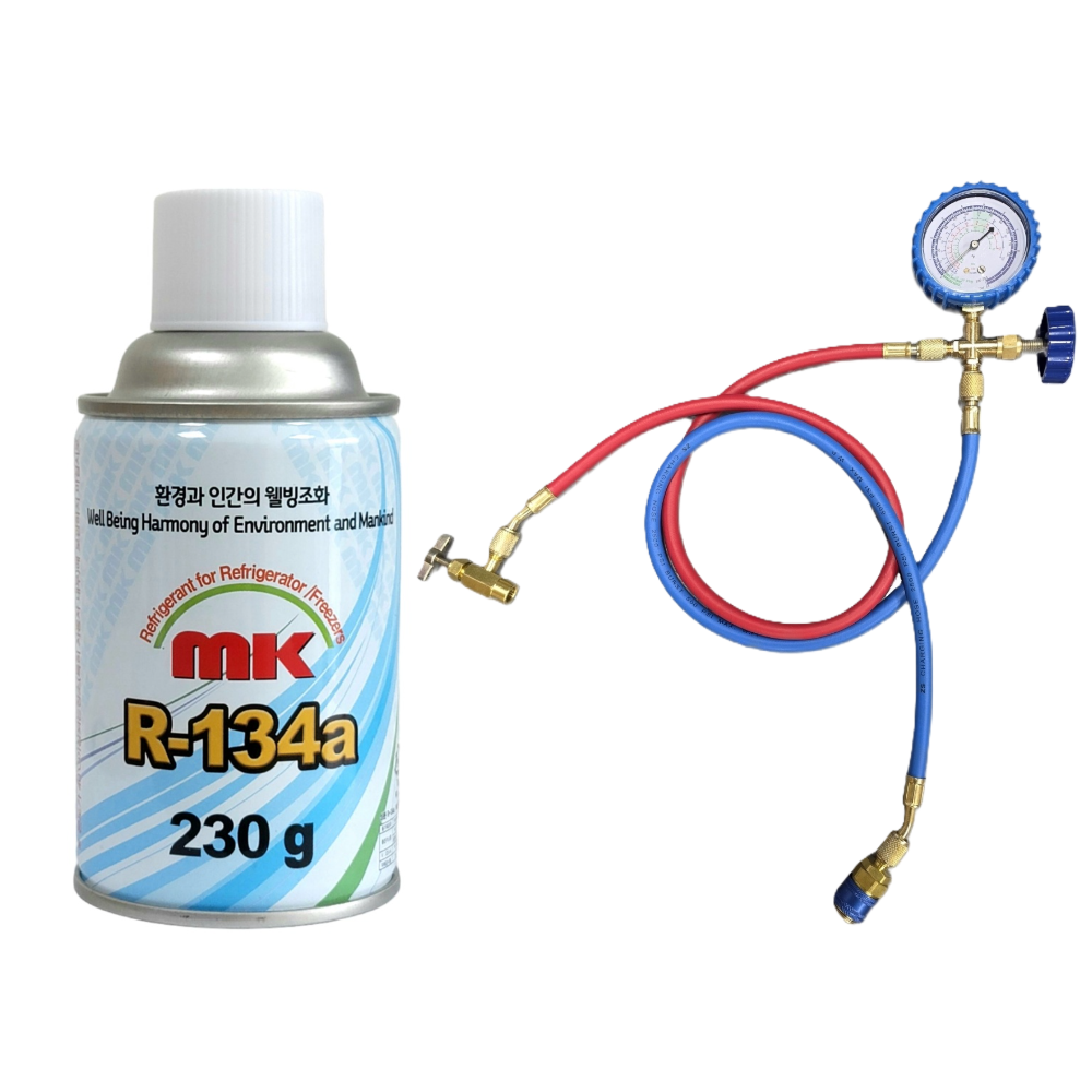 KC인증 자동차 냉매 가스 R134a mk냉매 + 충전도구 에어컨 성능향상 냉매 보충 38,000원