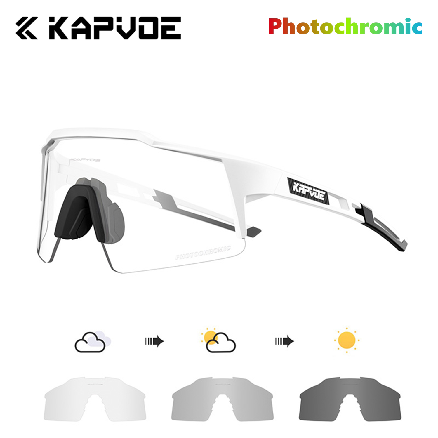 KAPVOE 카프보에 스마트 변색 자전거 고글 스포츠 선글라스 야간겸용 도수클립 포함 K9023-PH, 1개 56,900원