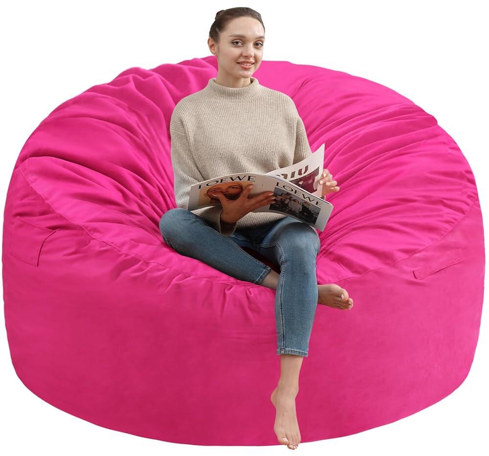 SIMFLAG 61cm(2피트) 빈백 의자, 메모리 폼으로 채워진 편안한 빈백 의자, 더치 벨벳 커버가 있는 푹신한 빈백 소파, 거실, 놀이방용 티어드롭 빈백 의자 - 블랙 166,160원