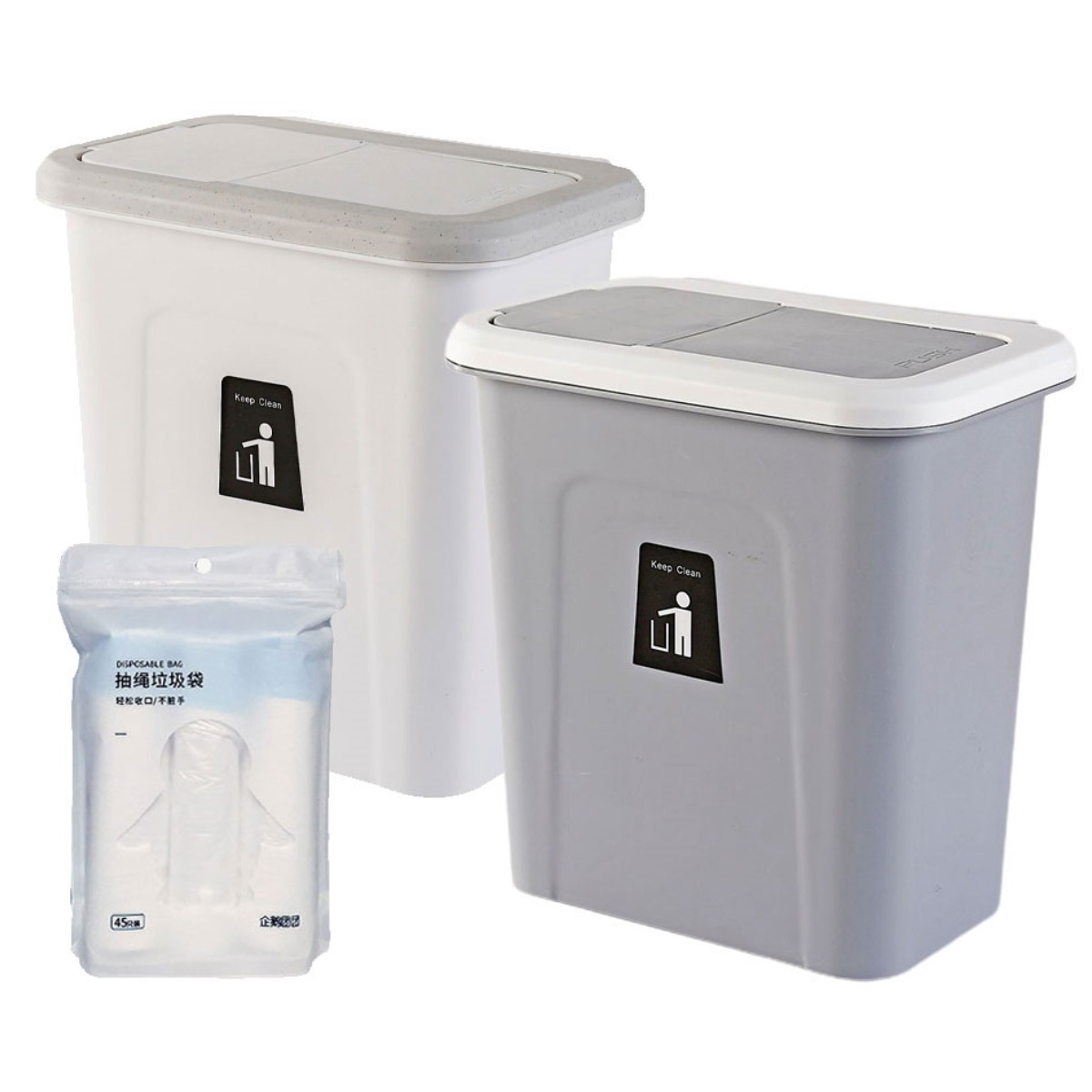 걸이형 폴딩 주방 쓰레기통+봉투 45p 세트 / 화이트,그레이 택 1 / 싱크대 음식물 휴지통, 그레이+봉투45P, 1개 8,900원