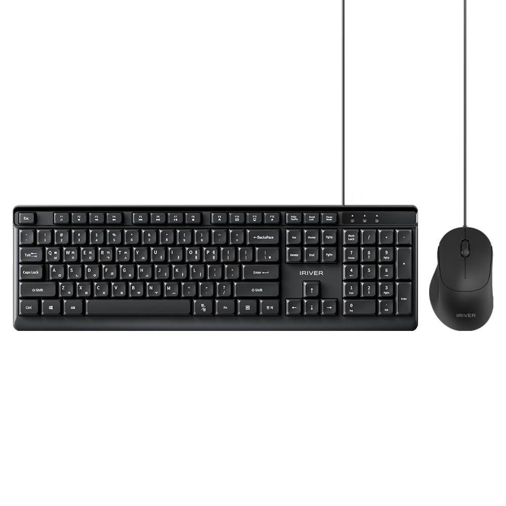 아이리버 항균처리 오피스 기어 생활방수 키스킨 저소음 유선키보드 + 무소음 마우스 세트, 블랙, KM101, 일반형 18,900원