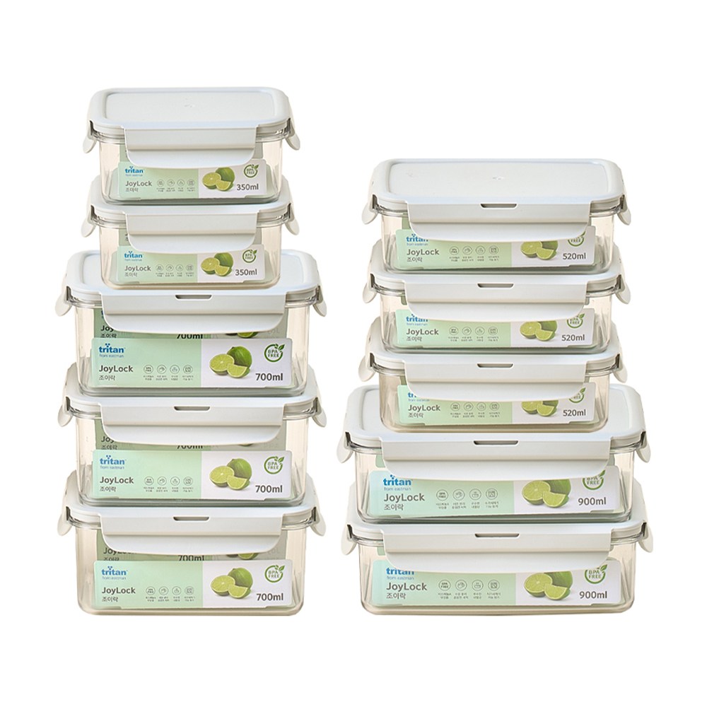 에코센스 트라이탄 밀폐용기 조이락 알뜰 반찬 용기 세트 10P, 소형(2종)+중형(8종), 1세트 49,900원
