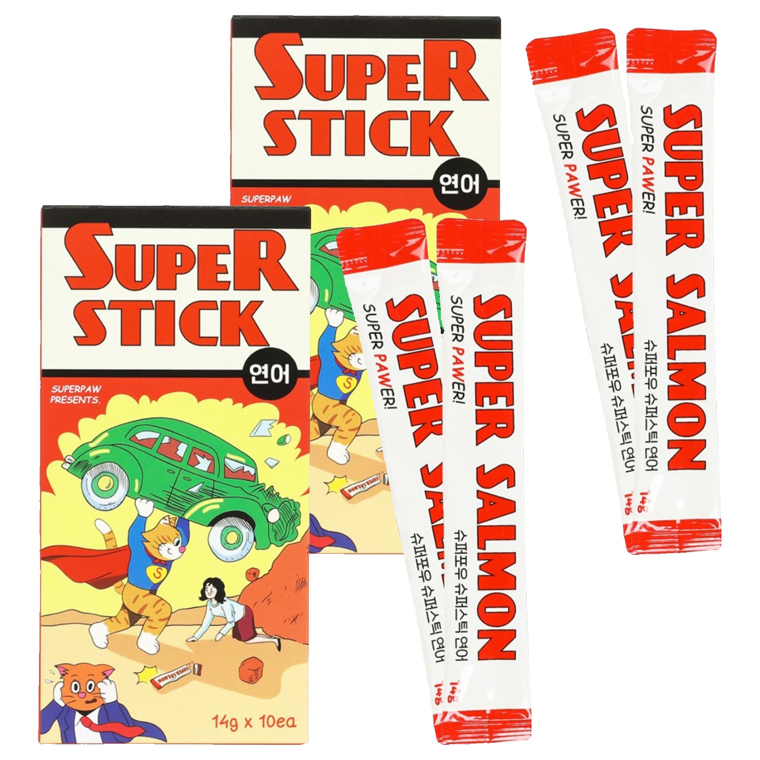 슈퍼포우 반려동물 슈퍼스틱 파우치 간식, 연어, 140g, 2개 15,000원