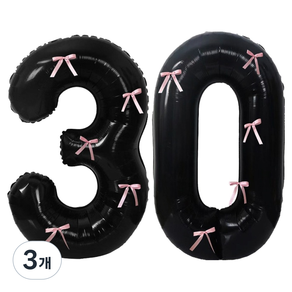 문구담 생일 기념일 이벤트 장식 대형 숫자풍선 30, 블랙, 3개 28,500원