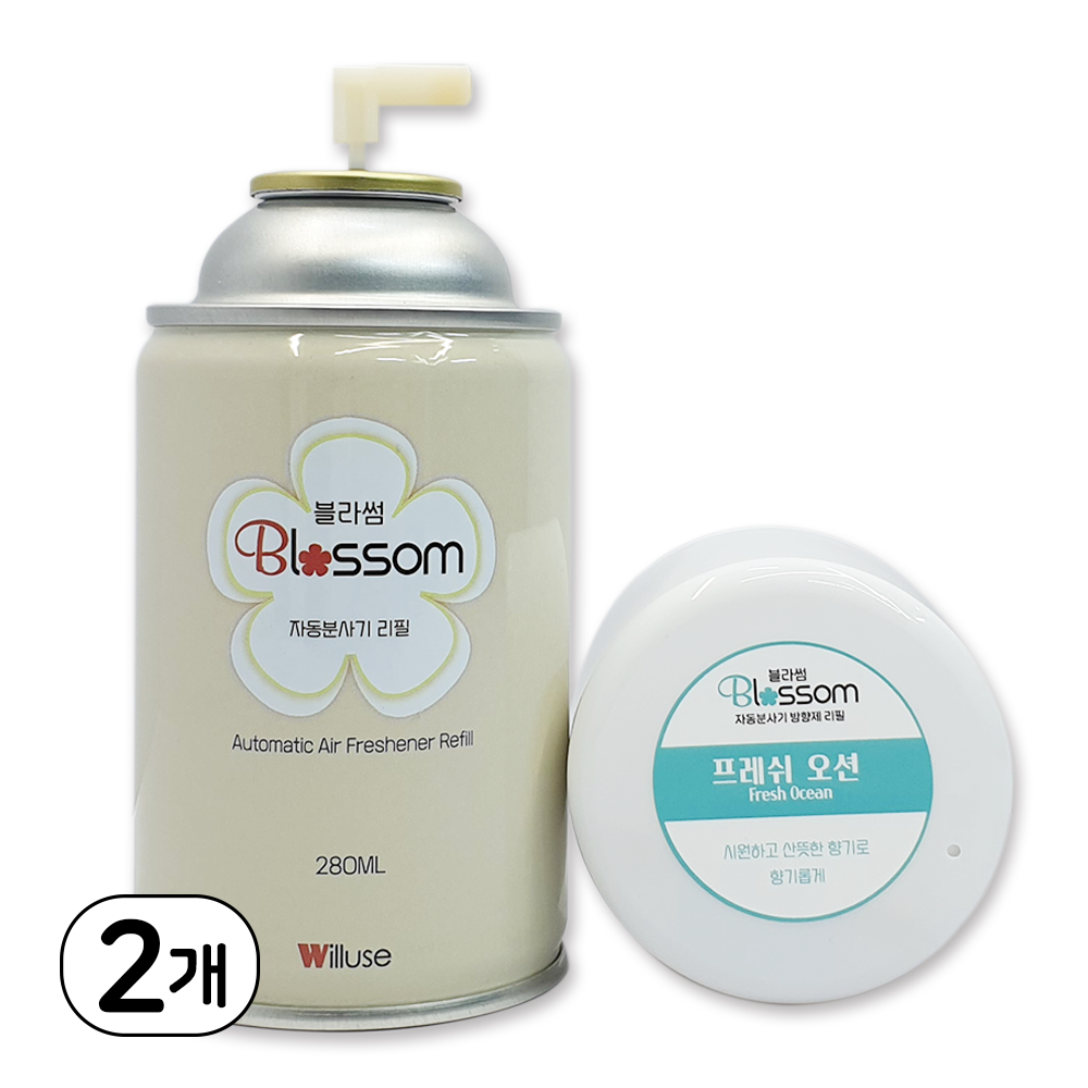 윌유즈 블라썸 자동분사기 방향제 리필 프레쉬 오션 / 아우라 자동분사 호환, 2개, 280ml, 프레쉬오션 9,790원