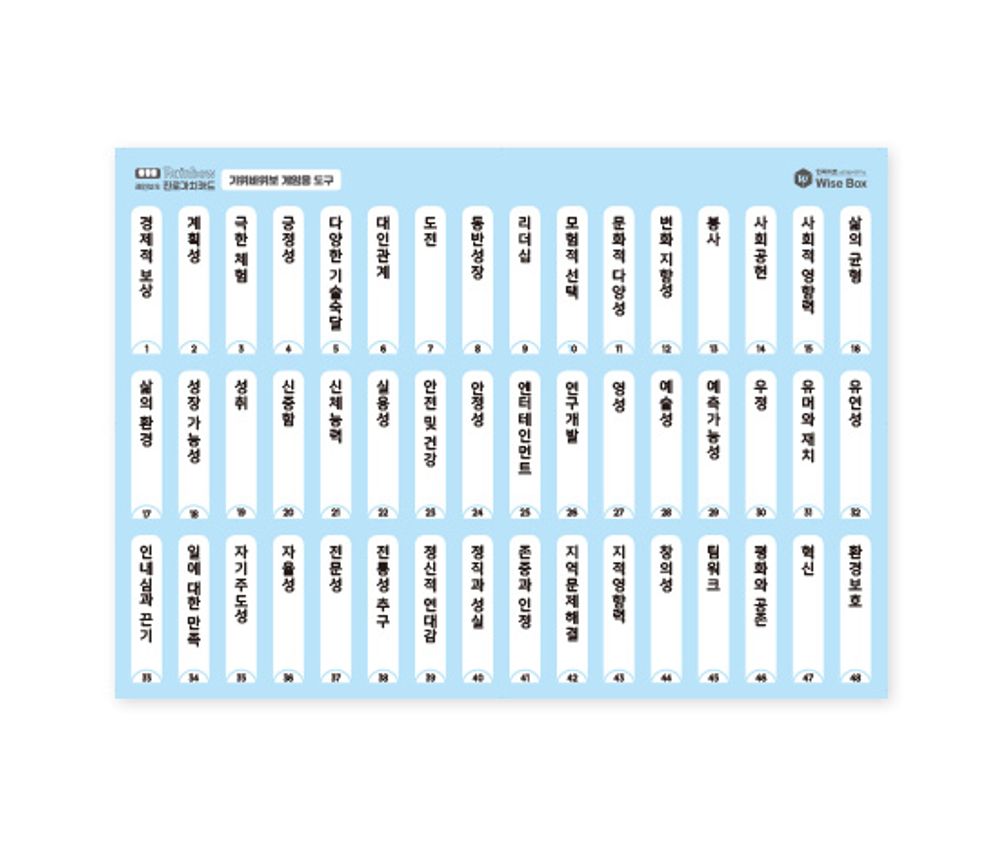 Rainbow 진로가치카드 중등용(가위바위보 게임용 도구(30부)) 12,000원