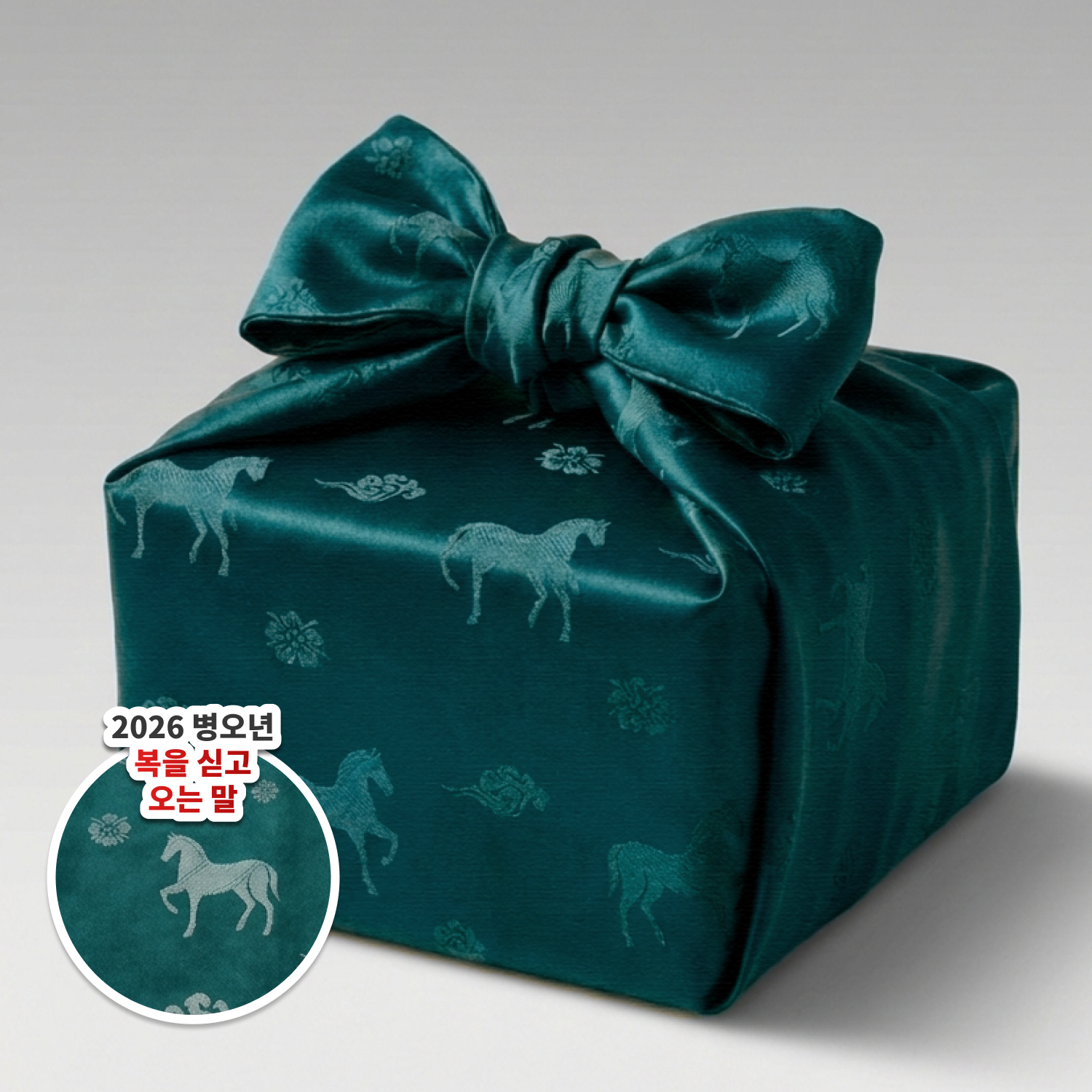 대형 2026년 병오년 말띠 이바지 예단 고급 전통 포장재 보자기 90*90cm, 프리미엄 청록, 1개 8,890원