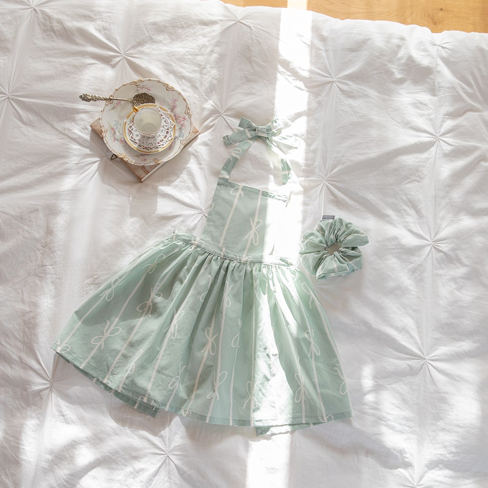 세맘스 어린이 리본 프릴앞치마+스크런치 세트 공주앞치마 요리앞치마 22,000원