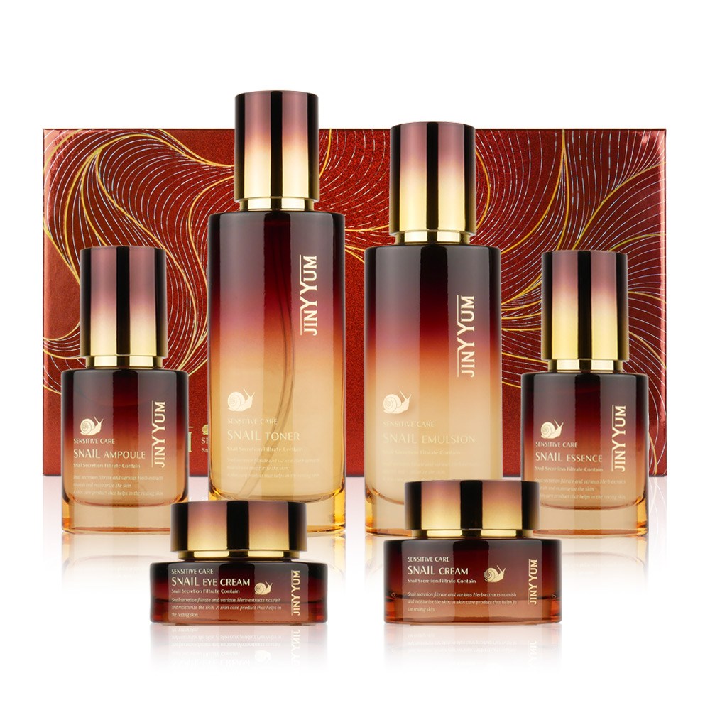 지니윰 센서티브 케어 스네일 스킨로션 세트 6종 민감성 피부 진정 보습 여성을 위한 미백 주름개선 화장품 선물 스킨+로션+앰플+크림+아이크림 구성, 1세트 44,900원
