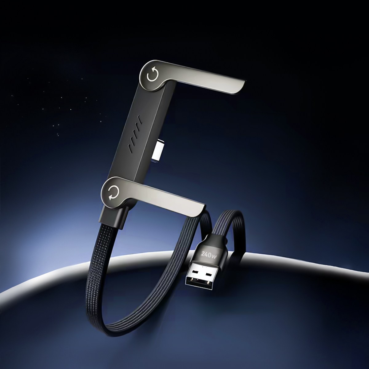 YAPOGI 240W 고속충전 접이식 스탠드 케이블 C타입 휴대폰 충전기 케이블 충전 중 사용 가능 일체형 거치대 11,000원