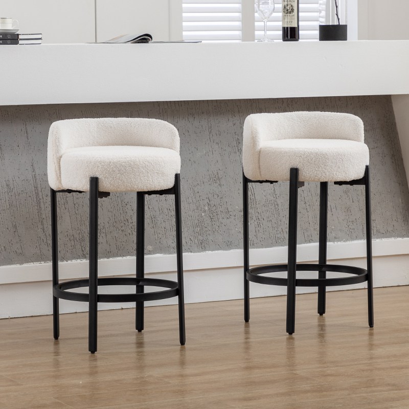 다야레인 바의자 모던 스툴형 푹신한 시트 아일랜드 높은 인테리어 홈바의자, 2개, 화이트 부클레 159,000원