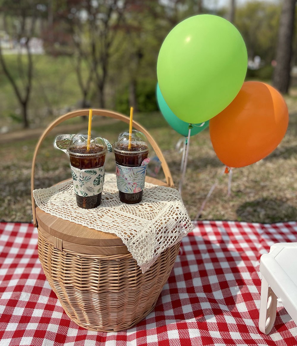 라탄 쿨러 바스켓 바구니 보냉 원형 테이블 겸용 감성 소풍 캠핑 캠크닉 피크닉, 단일상품 65,000원