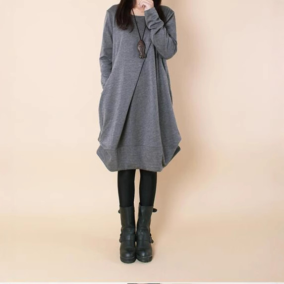 POMTOR 여성 원피스 봄가을 캐주얼 라운드 긴팔 휴양지룩 29,690원