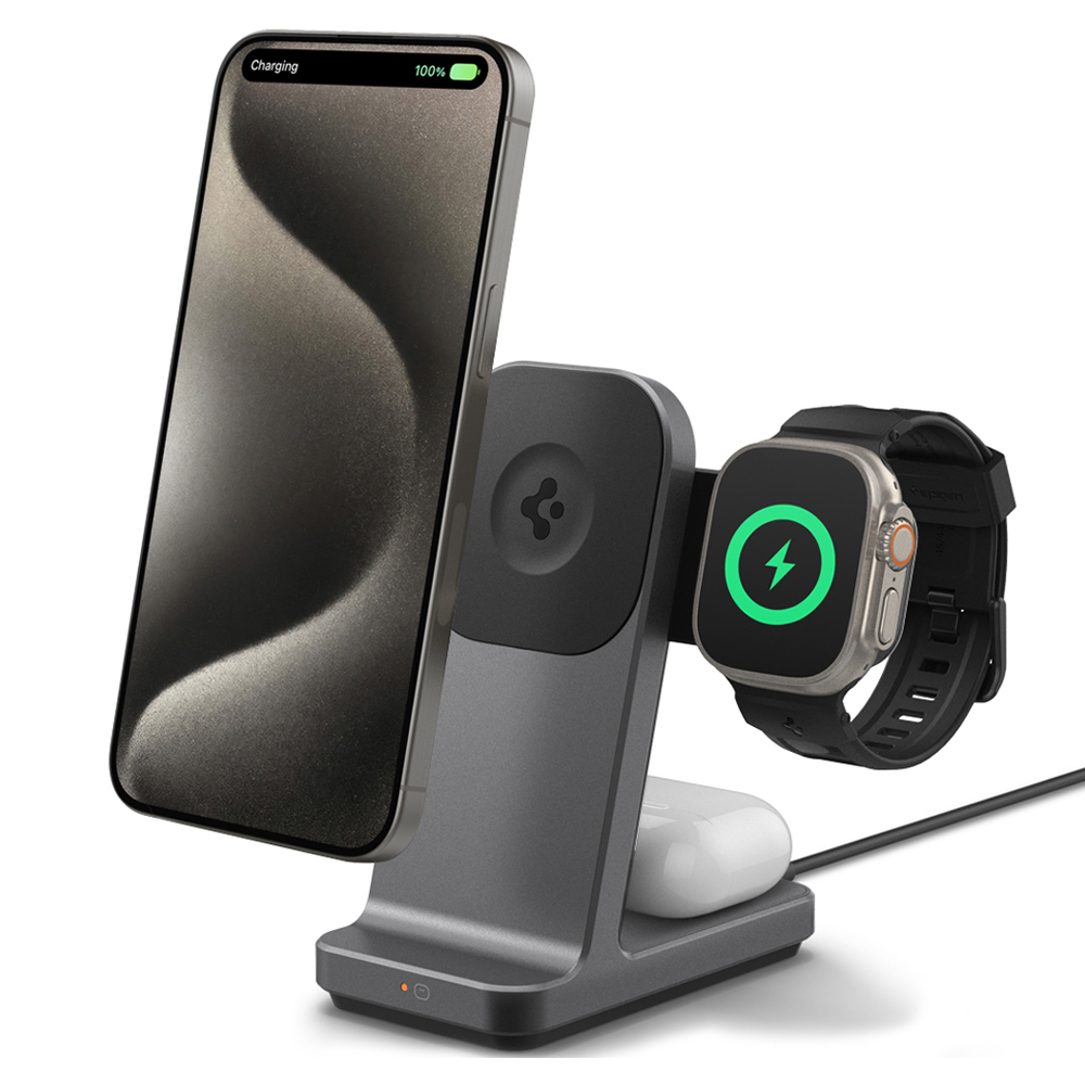 슈피겐 Qi2 15W 원탭프로3 맥핏 3in1 맥세이프 고속 무선 충전기 거치대 S318W AMP06527, 건메탈, 1개 115,100원