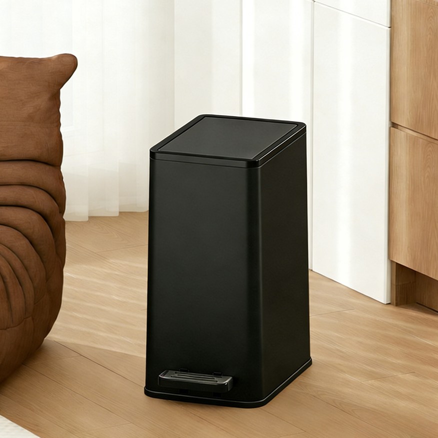 고품질 페달 쓰레기통 무소음 방취밀폐 대용량 쓰레기통 주방 필수, 블랙 35,000원