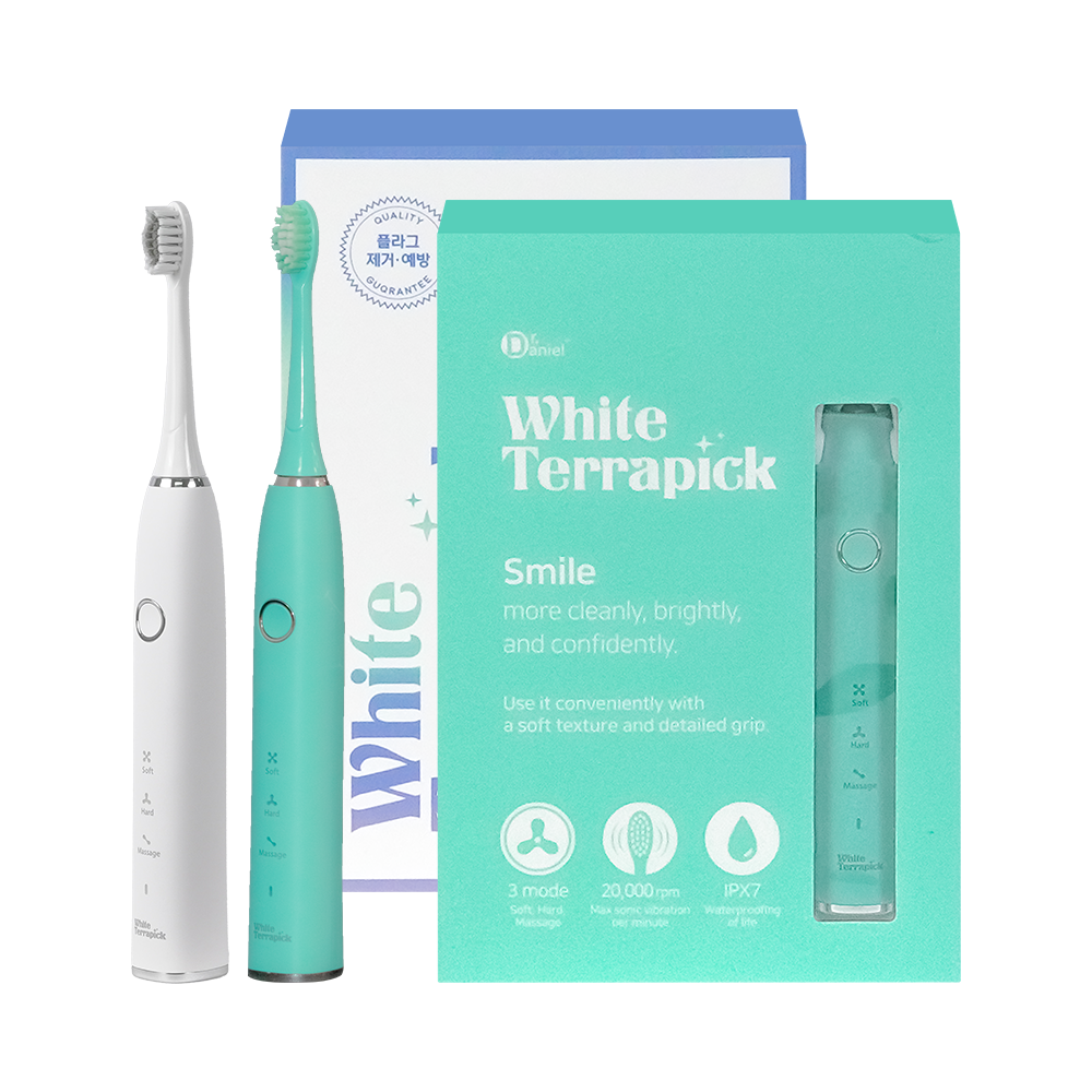[치과공식납품] 화이트테라픽 음파 전동칫솔 저자극 미세진동 잇몸관리 닥터대니 리필모 2개 포함, 2개, 화이트+민트, 화이트테라픽 94,890원