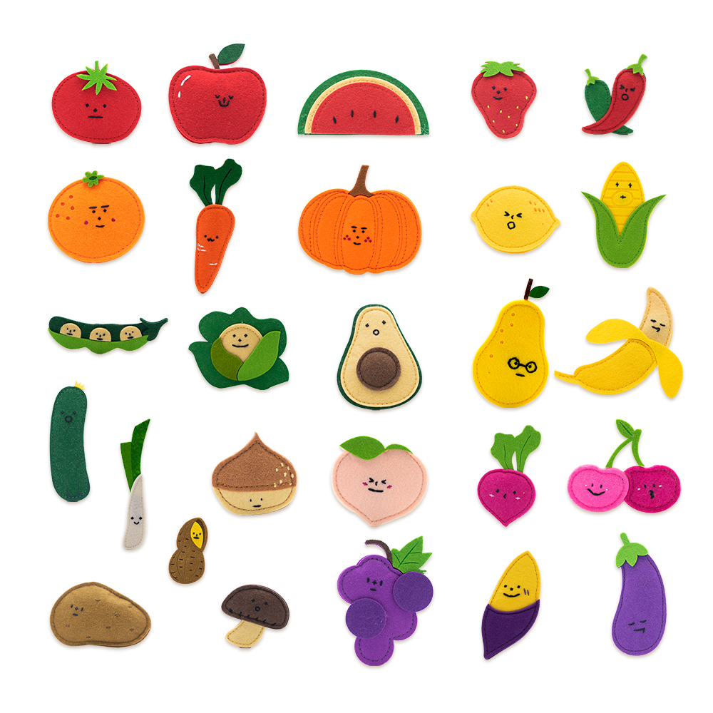 노리터프로젝트 노리터 과일 + 채소 유아 펠트자석교구 세트 판퍼즐, 1세트, 27피스 50,050원