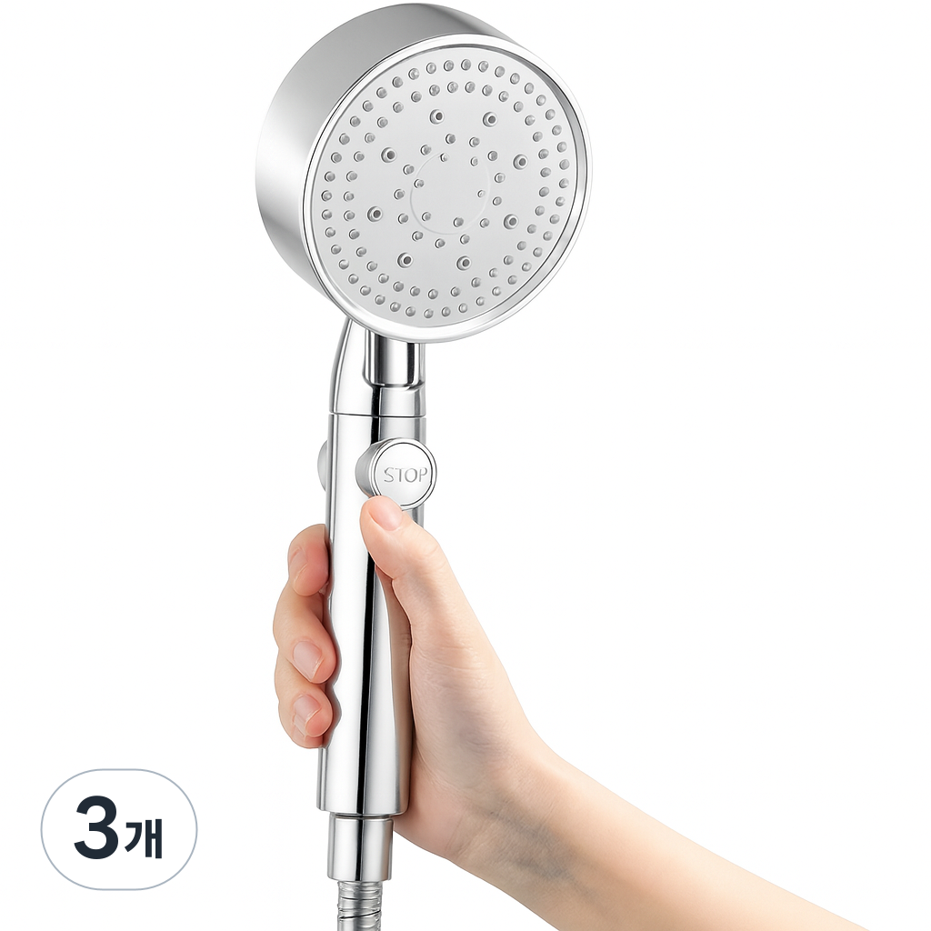 다판다지니 초고압 절수 샤워기 헤드 수압상승 고압 3단 조절 온오프 샤워기 18,000원