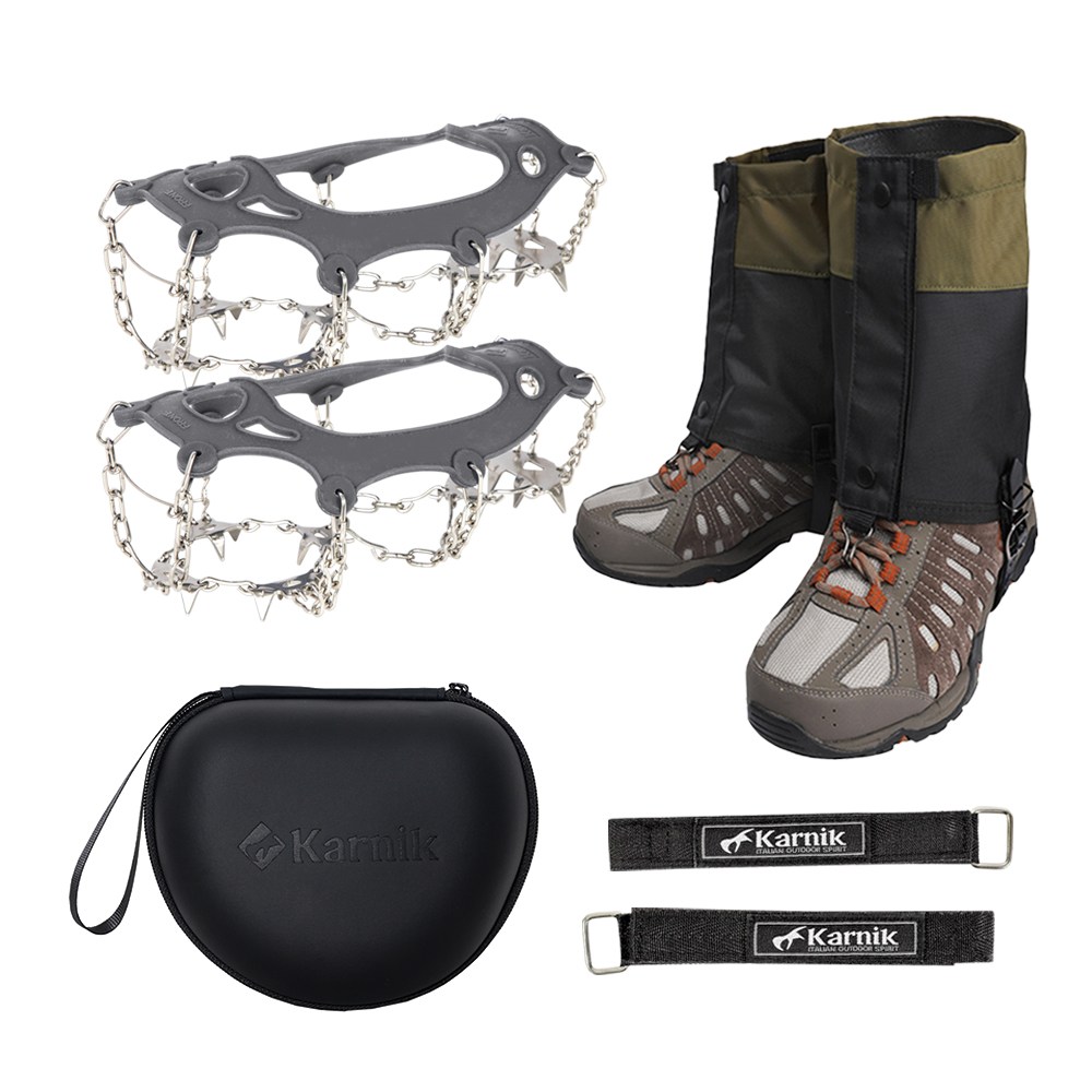 카르닉 등산 아이젠 고강도 체인 이중벨크로, 19P아이젠(그레이)+미니스패츠(카키) 40,700원