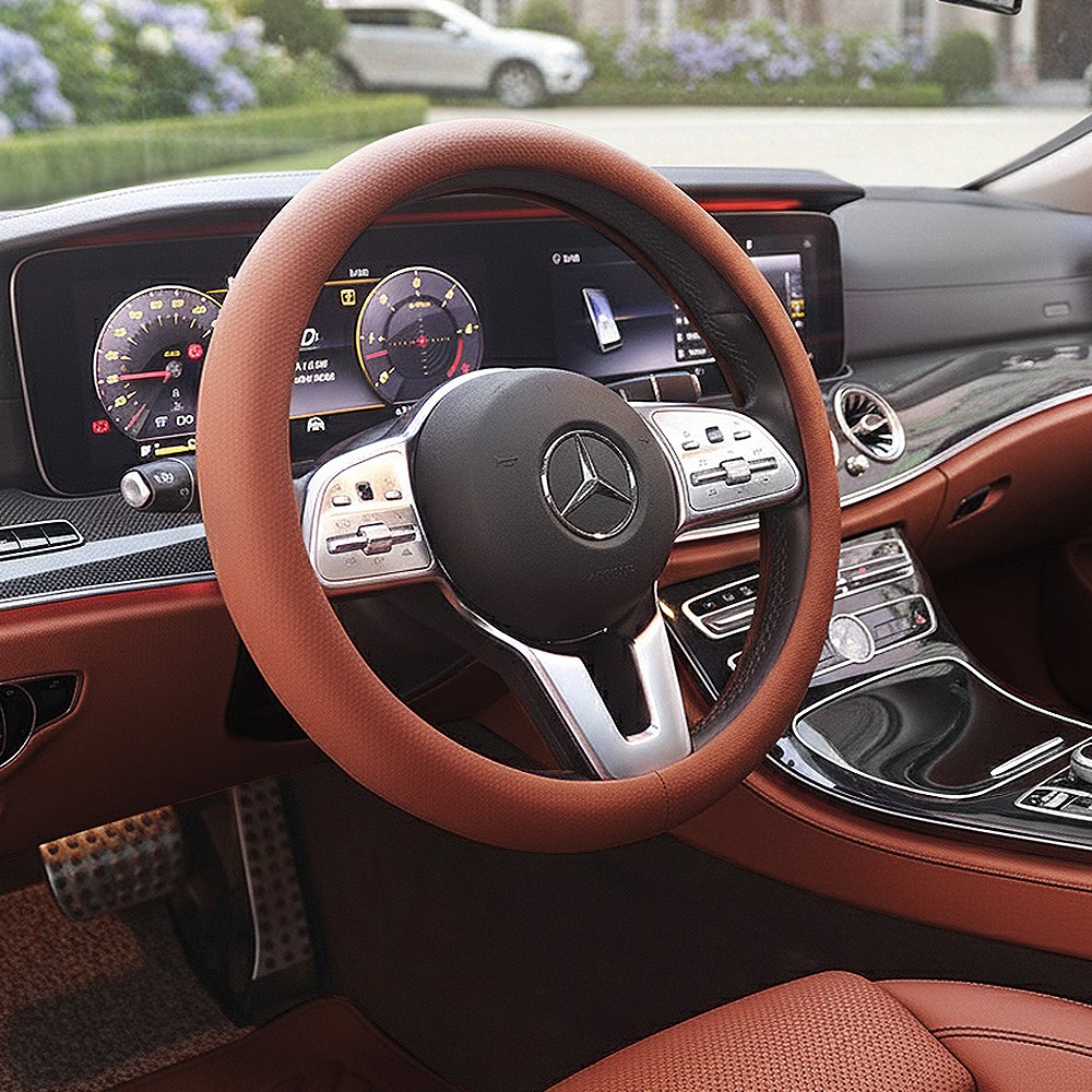 지엠지모터스 차량용 신소재 가죽 핸들커버 그립퍼, 립브라운, 현재가 15,800원