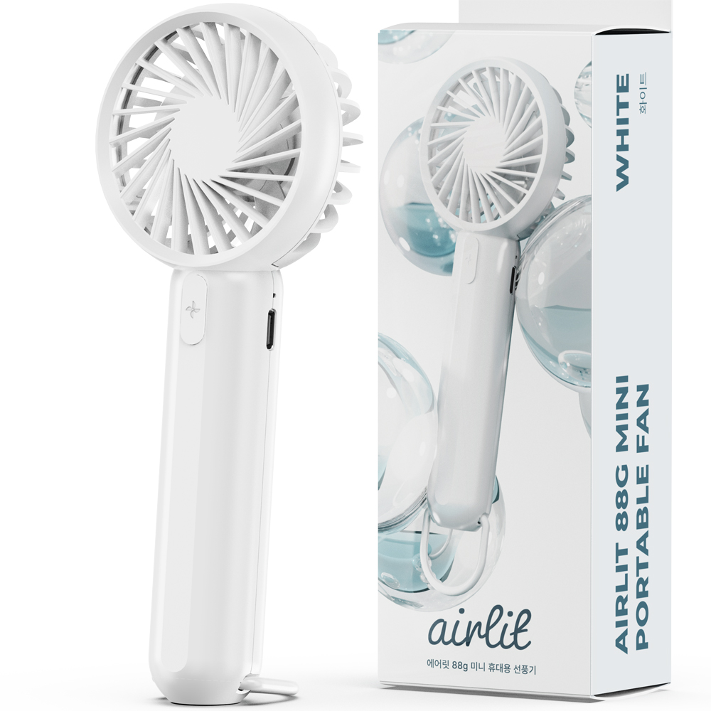  누아트 에어릿 초경량 2in1 미니 무선 휴대용 선풍기 88g, 단일상품, 화이트 8,900원