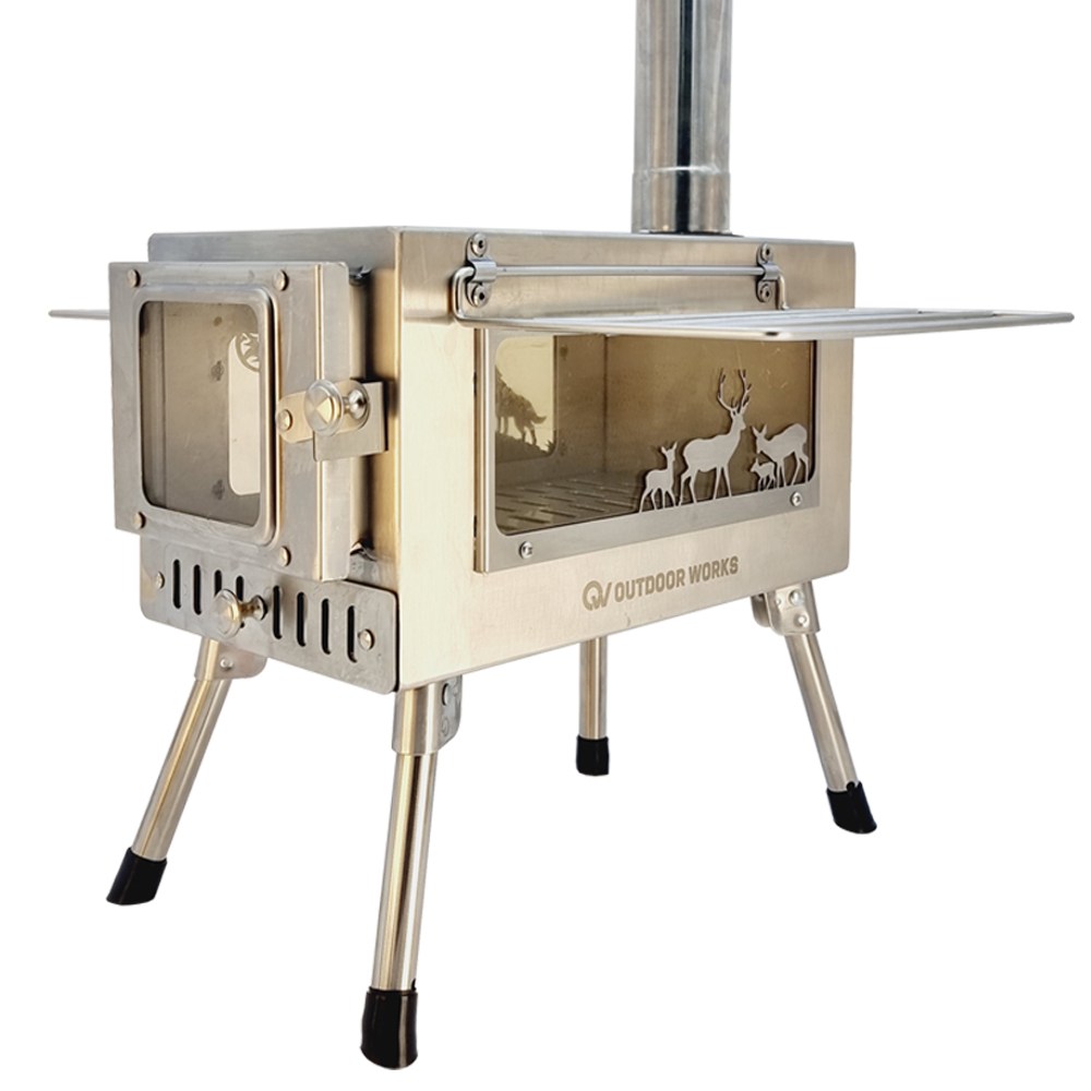 아웃도어웍스 화목난로 캠핑난로 3면 불보기창 늑대스킨 캠핑화목난로 장작난로 186,000원