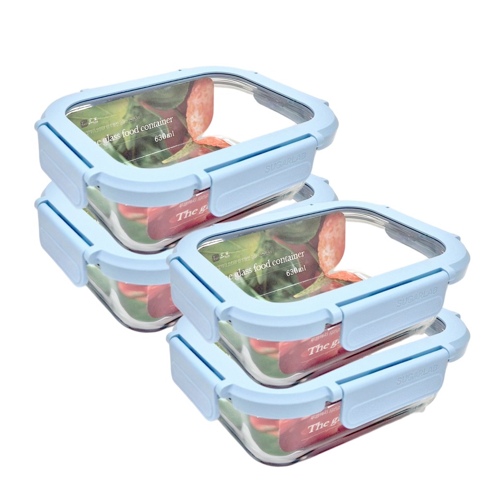 휴홈 더 투명한 바이오 글라스 유리 밀폐용기, 630ml, 4개 25,800원