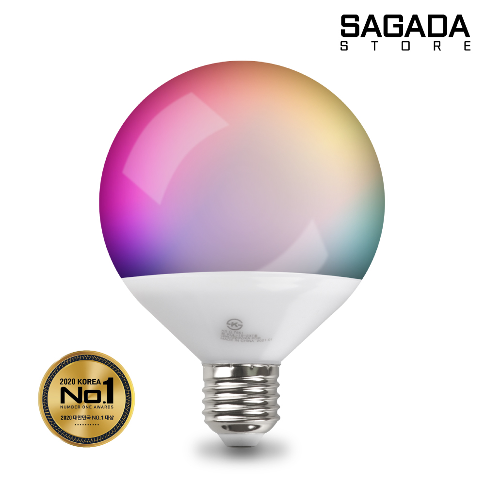 LED 밝기조절 색변환 스마트 전구 RGB 12W KS인증 G90 볼구 벌브 램프 리모컨 컬러 조명 수유등 게임방 색변화 엘이디 9,900원