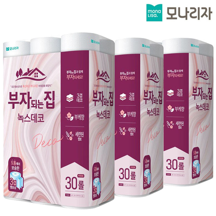 부자되는집 녹스데코 3겹 30M 30롤 x3팩 엠보싱 41,400원