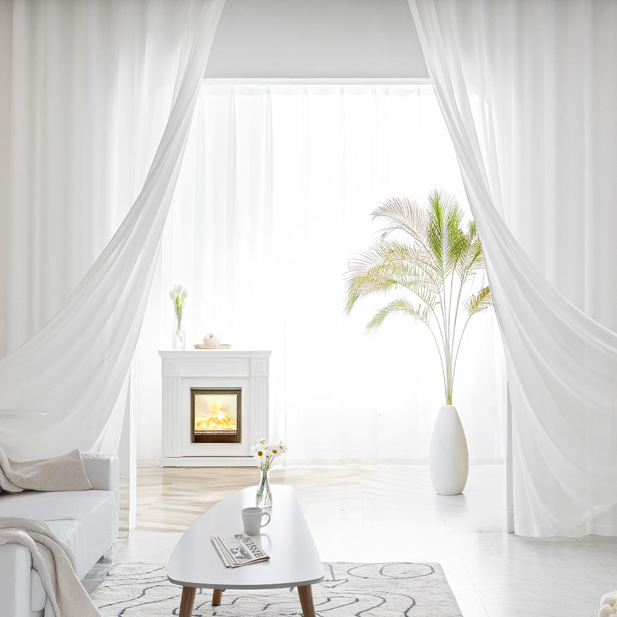 스마일윈도 피오렌 사생활 보호 한지패턴 쉬폰 커튼 63,800원