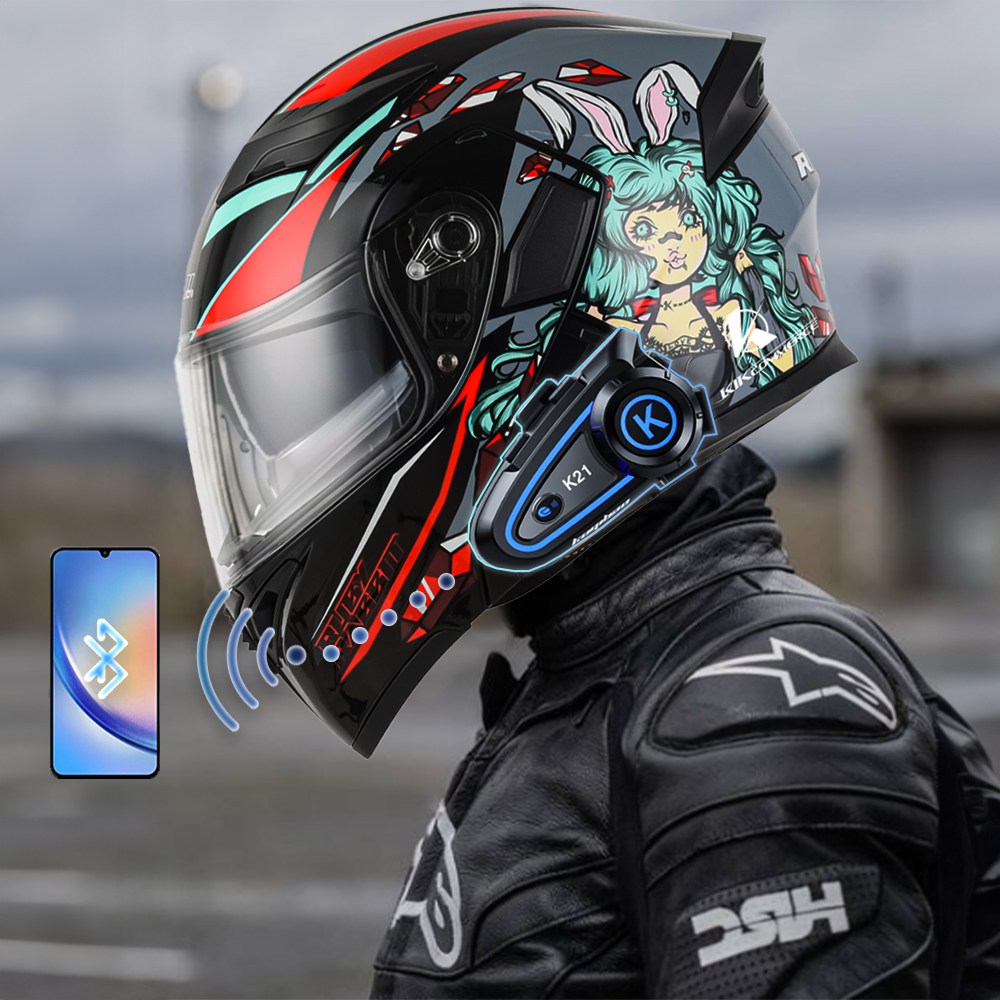 킥커머스 초경량 K21 블루투스 풀페이스 시스템 오토바이헬멧, 레빗걸 169,100원