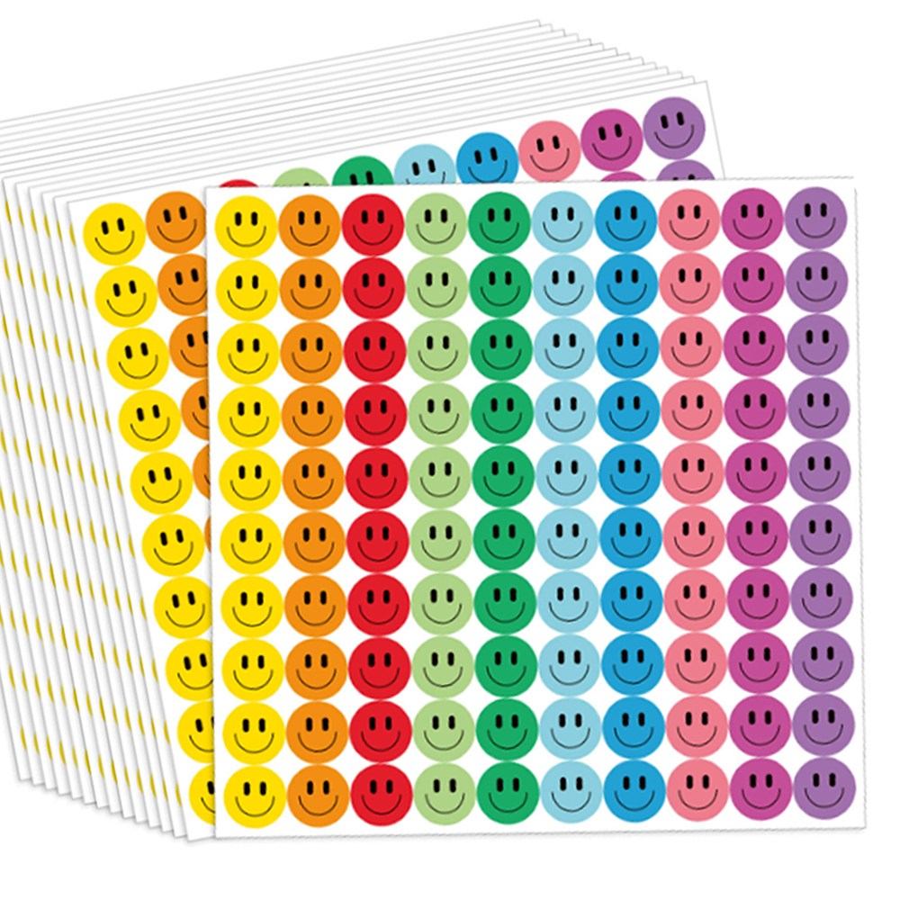 알파벳샵 스마일 원형 칭찬 스티커, 1000개, 레인보우 칭찬스티커 1세트 5,900원
