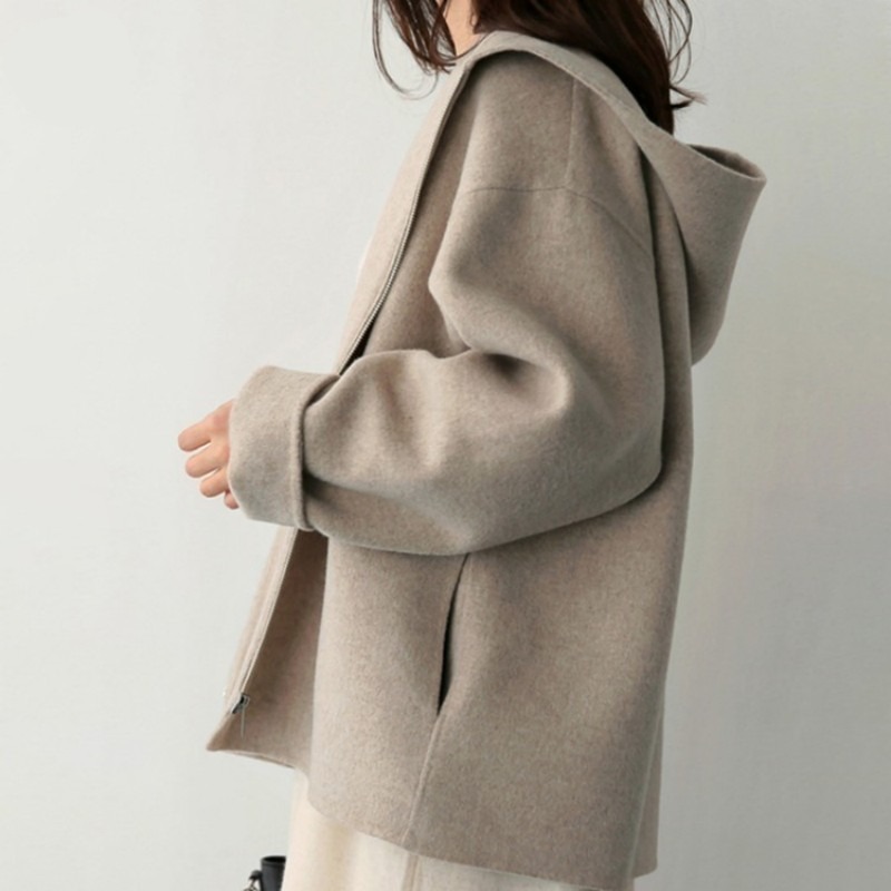 프리미엄 여성 오버핏 모직 후드 코트 봄 겨울 캐주얼 미니멀 코트 41,800원