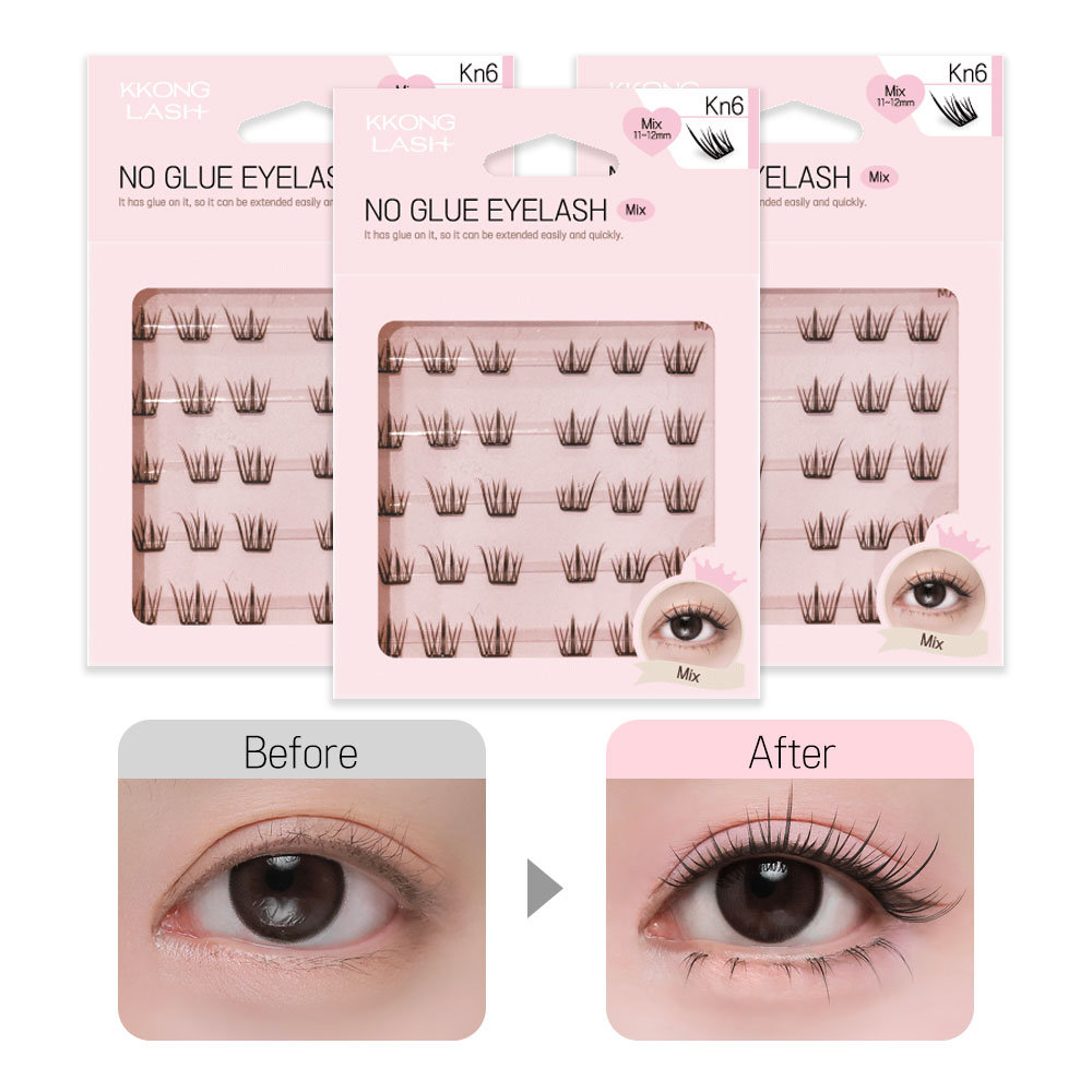 꽁래쉬 노글루 속눈썹 kn6(블루밍) 3초 완성 아이돌 메이크업, 4개, 11~12mm 39,600원