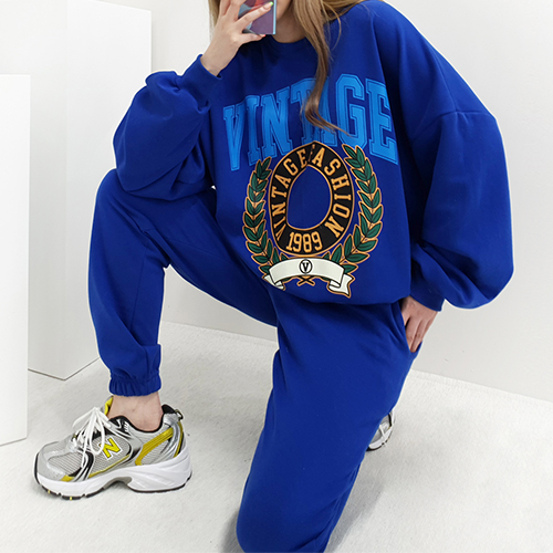 빈티지 스웨트 셋업 //조거 면 간절기맨투맨 츄리닝세트 트레이닝복 빅사이즈 오버사이즈 오버핏 루즈핏 32,900원