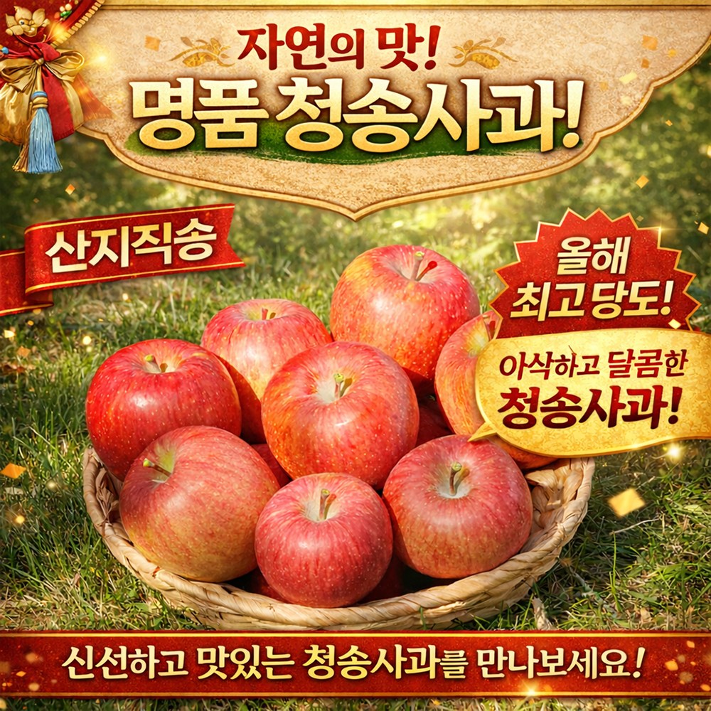 [과일정과/청송산지직송특가] 2026년 첫 출하 고당도 고급 부사 경북 사과 Brix 당도보장, 1개 54,900원