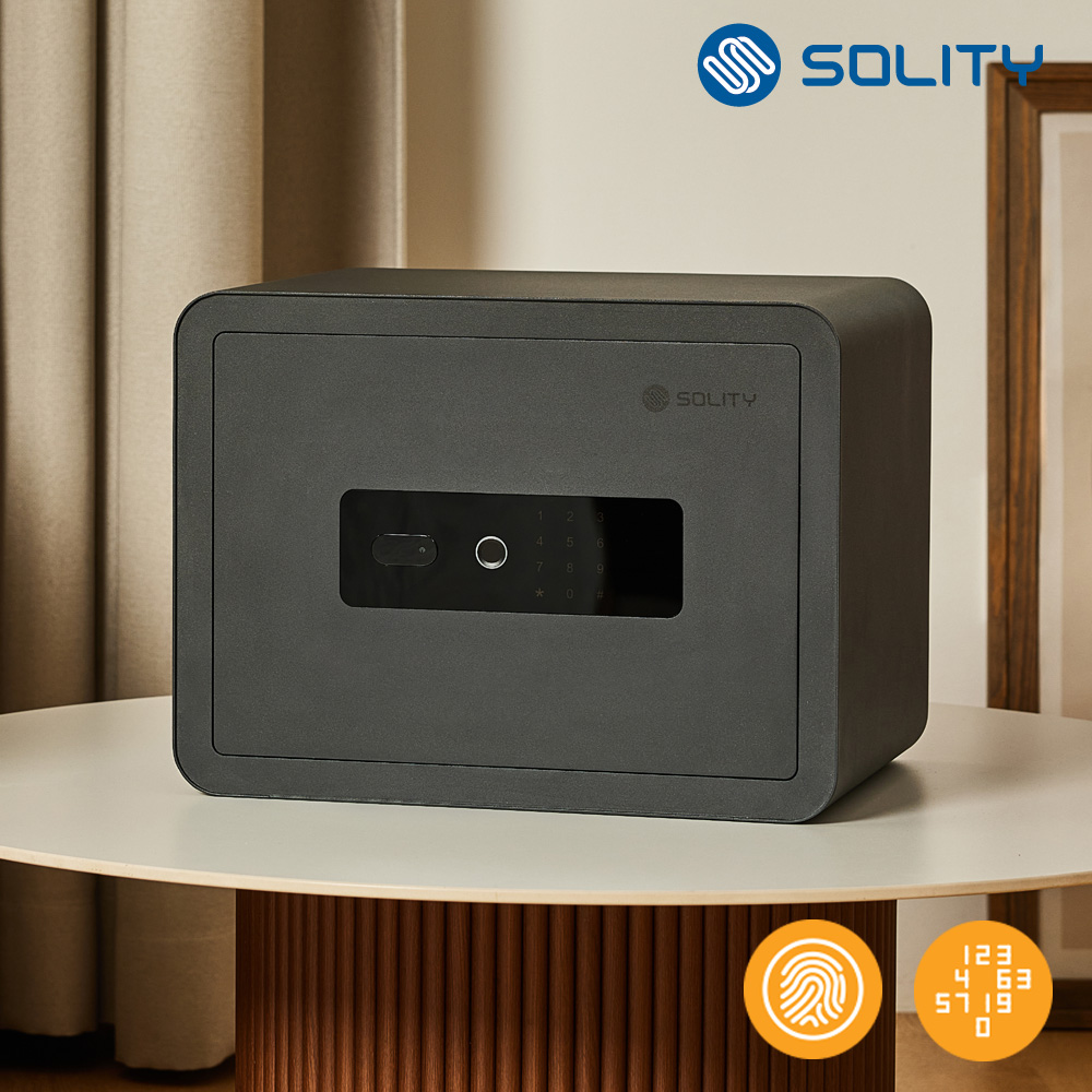 솔리티 SF-100B 매트블랙 디지털 금고 지문인식 비상키 비밀번호 듀얼인증 가정용 사무용 사무실 미니 스마트 개인 소형 디자인 금고 27L 추천 290,000원