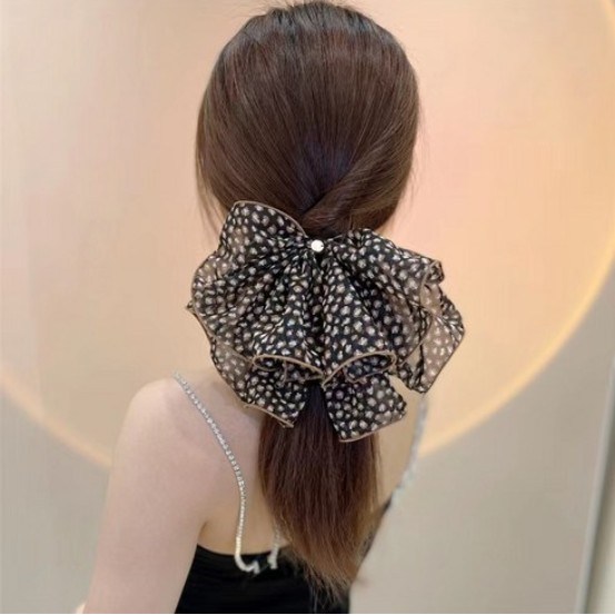 뤼에흐 고급 쉬폰 플라워 왕리본 풍성한 헤어핀 13,500원