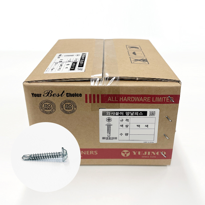 (유진코) 와샤붙이 양날 직결 피스 백색 박스 판매 스크류 나사 못 대량 box, 1세트 115,800원