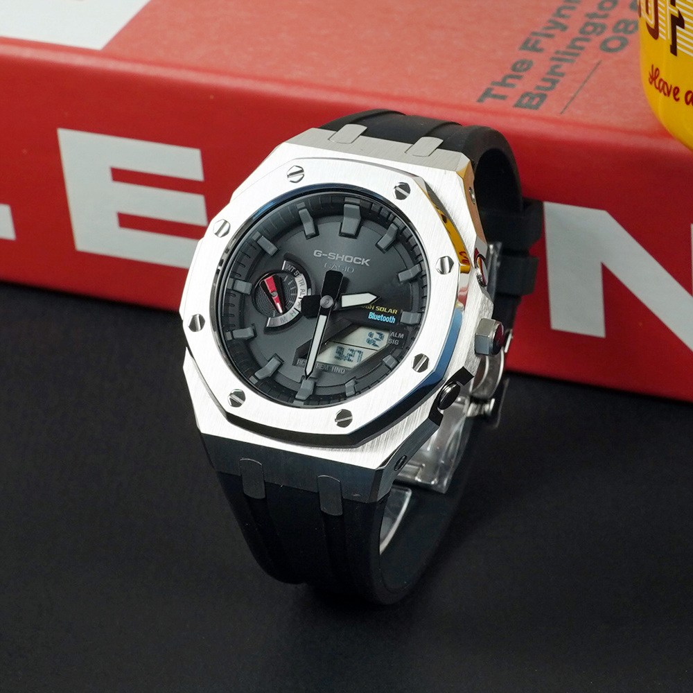 지샥 지얄오크 메탈 커스텀 러버 밴드 블루투스 터프솔라 전자손목시계 209,000원