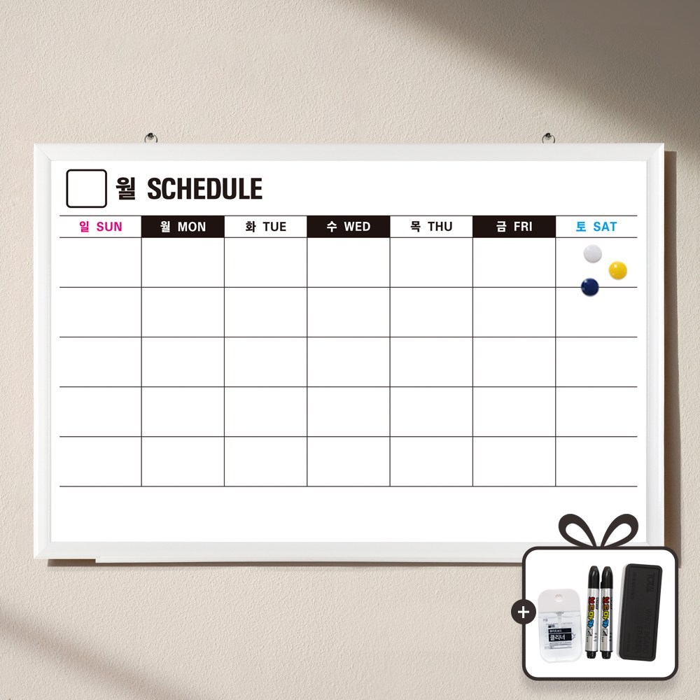 토탈하얀칠판 자석 스케줄 보드 한글형 (화이트우드), 화이트우드 63,500원