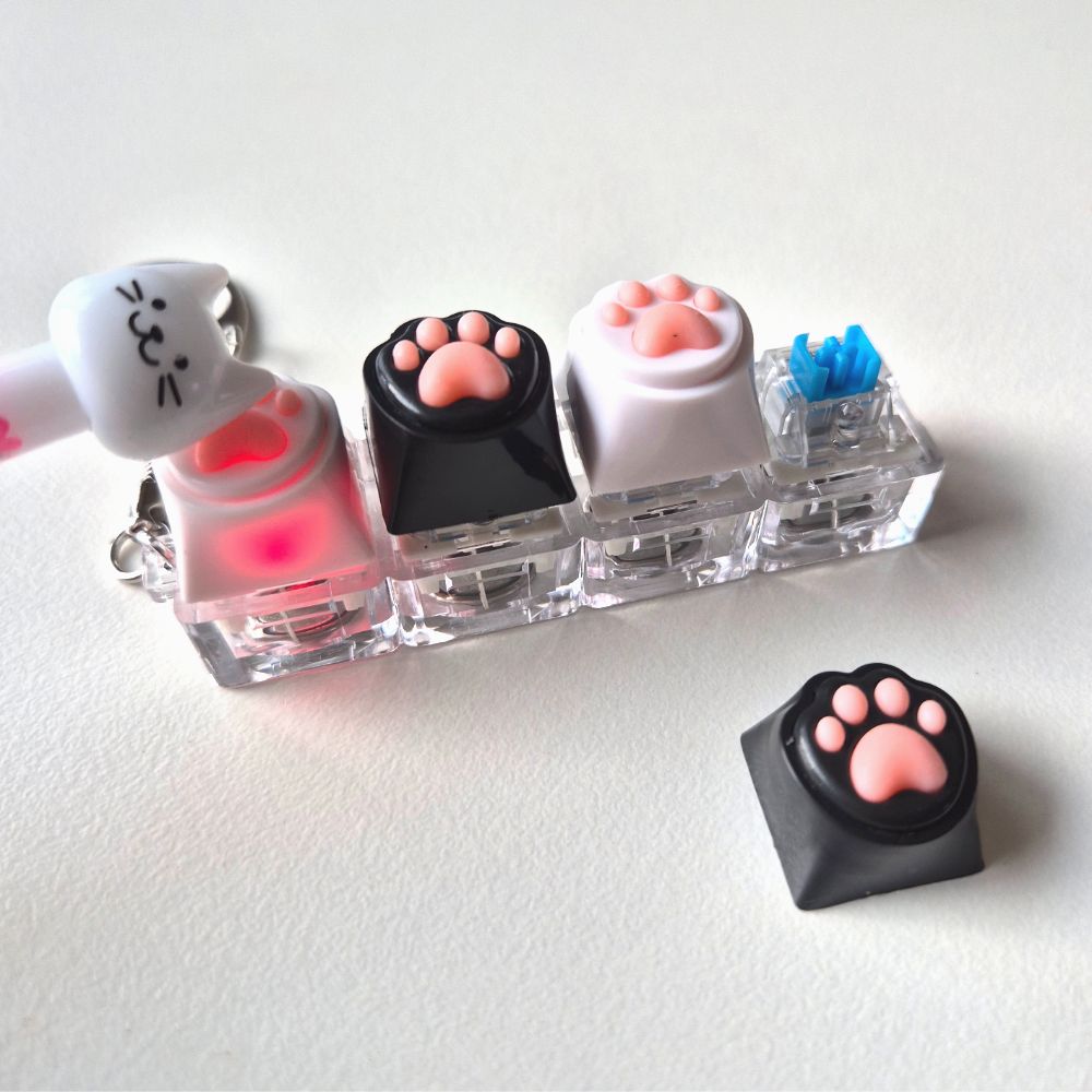 코지톡 귀여운 고양이 딸깍이 키보드 led 키캡 키링 4구, 1개, 흑백고양이 13,400원