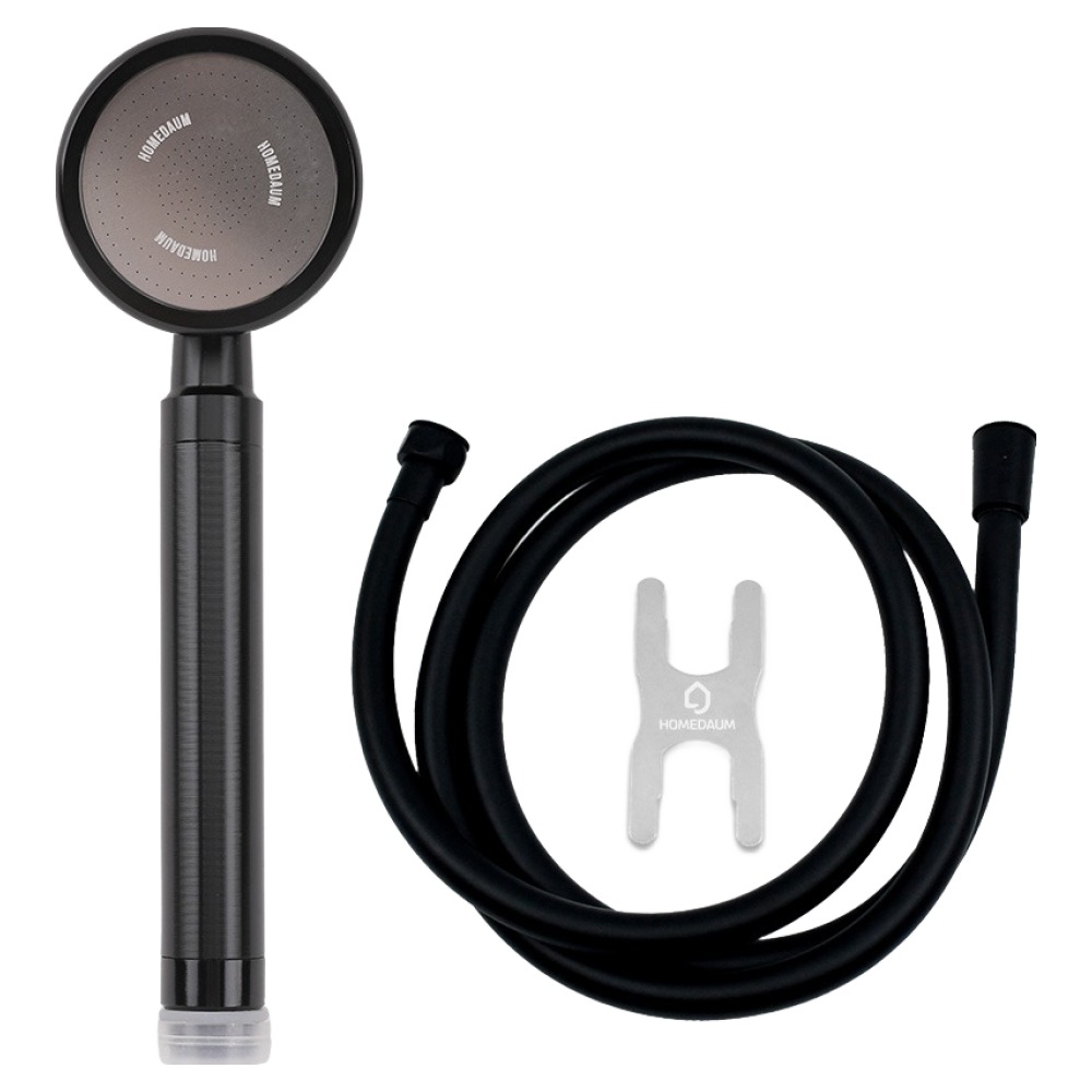 홈다움 더쎈 알루미늄 터보수압 샤워기헤드 H6 + 말랑이 물때방지 튜브형 샤워호스 1.5m + 스패너 세트, 블랙, 1세트 22,900원