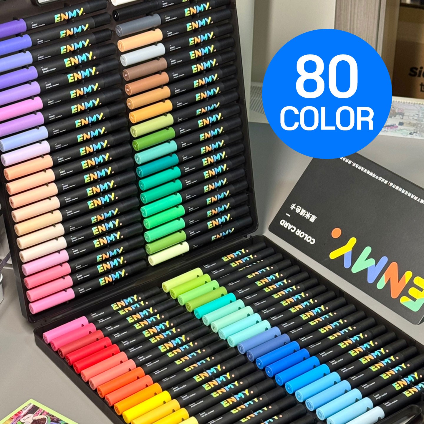 ENMY 엔미 브러쉬형 아크릴 마카 마커펜 세트 전문가용 미니 드로잉북 증정 58,650원