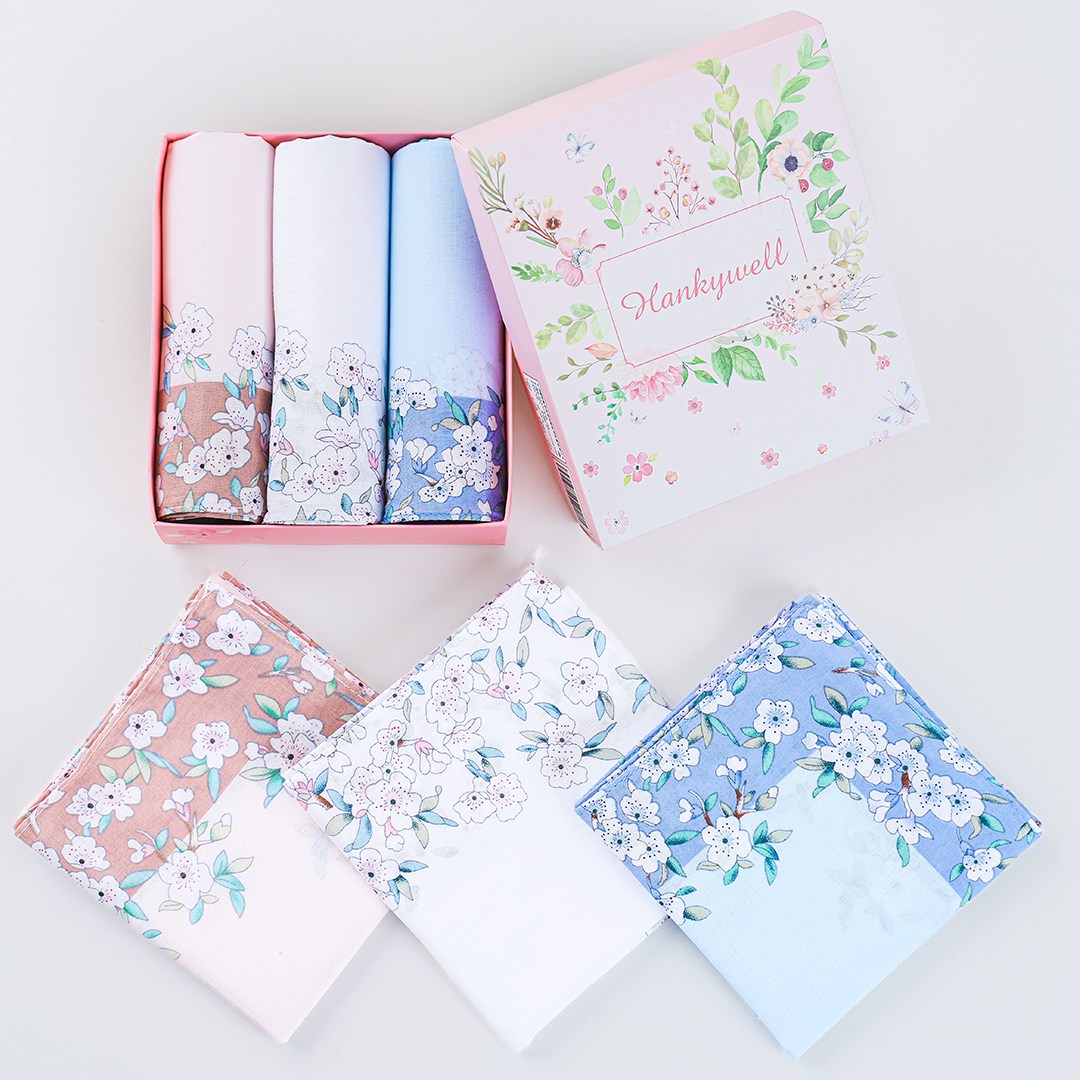 여성손수건 순면 꽃무늬 여자 3종세트 8,000원